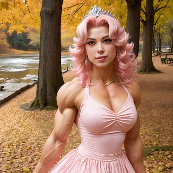 1-muscular_female_bodybuilder_princess_peach_in_a_pink_dress_in_the_city_autumn_park_professio...jpg
