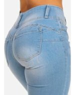 Womens juniors butt lifting mid rise light wash 3 button skinny jeans 10733r