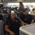 Dennis james and big ramy on the plane to Rio for the 2014 arnold brazil