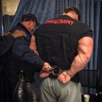 Bodybuilder handcuffed
